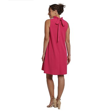 Women's London Times Ruffle Neck Sleeveless A-Line Dress