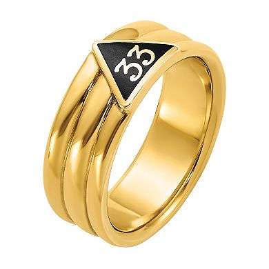 Masonic Collection Men's 10k Gold Black Enamel 33rd Degree Masonic Ring