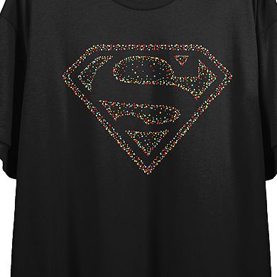 Juniors' Superman Shield Dotted Graphic Tee