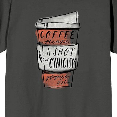 Juniors' Gilmore Girls Luke's Café "Coffee Please & A Shot Of Cynicism" Graphic Tee