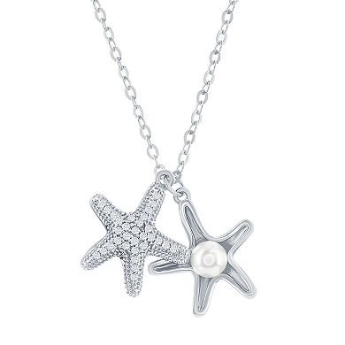 Argento Bella Sterling Silver Freshwater Cultured Pearl & Cubic Zirconia Starfish Necklace