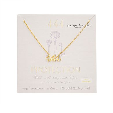 Paige Harper 14k Gold Plated Cubic Zirconia Angel Number 444 "Protection" Necklace