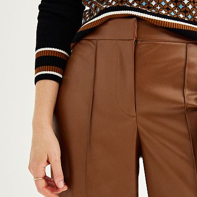 Women's Nine West Pleated Faux Leather Trouser