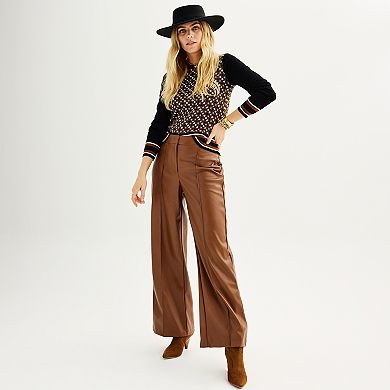 Women's Nine West Pleated Faux Leather Trouser