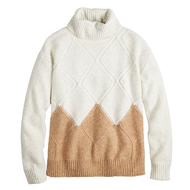 Petite Simply Vera Vera Wang Color Block Argyle Pullover Sweater