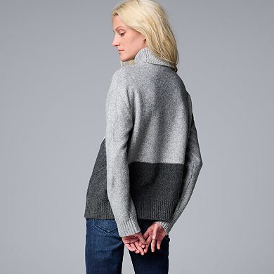 Petite Simply Vera Vera Wang Color Block Argyle Pullover Sweater