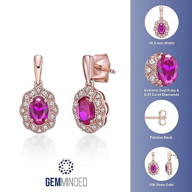 Gemminded 10k Rose Gold, Ruby & 1/10 Carat T.W. Diamond Earrings