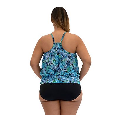 Plus Size A Shore Fit Beyond Eden Mesh Tummy Solutions Swim Top