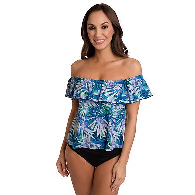 Women's A Shore Fit Rio Tummy Solutions Off-The-Shoulder Swim Top