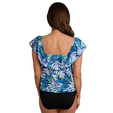 Women's A Shore Fit Rio Tummy Solutions Off-The-Shoulder Swim Top