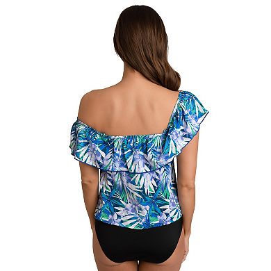 Women's A Shore Fit Rio Tummy Solutions Off-The-Shoulder Swim Top