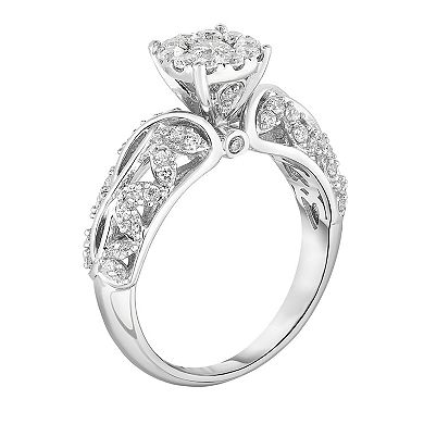 14k White Gold 3/4 Carat T.W. Diamond Engagement Ring Set