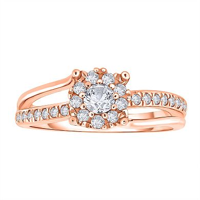 14k Rose Gold 3/8 Carat T.W. Diamond Engagement Ring
