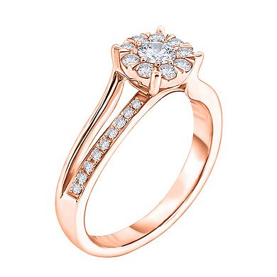 14k Rose Gold 3/8 Carat T.W. Diamond Engagement Ring