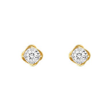 Two Tone 14k Gold 1/4 Carat T.W. Diamond Stud Earrings
