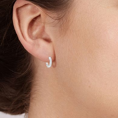 10k White Gold 3/4 Carat T.W. Diamond Hoop Earrings