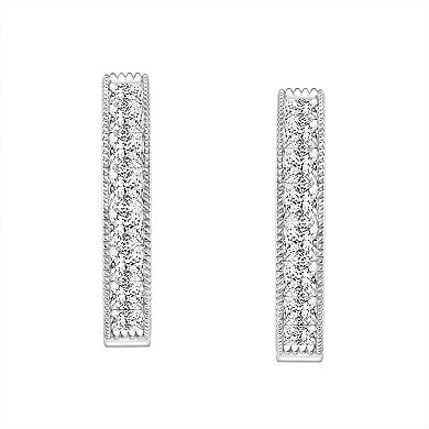 10k White Gold 3/4 Carat T.W. Diamond Hoop Earrings