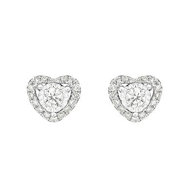 10k White Gold 1/4 Carat T.W. Diamond Heart Stud Earrings
