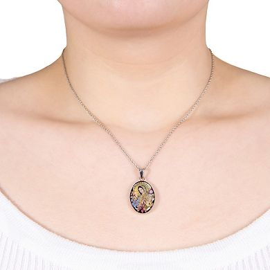 Athra NJ Inc Sterling Silver Dried Flower Virgin of Guadalupe Pendant Necklace
