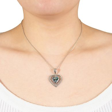 Athra NJ Inc Sterling Silver Abalone Filigree Heart Pendant Necklace