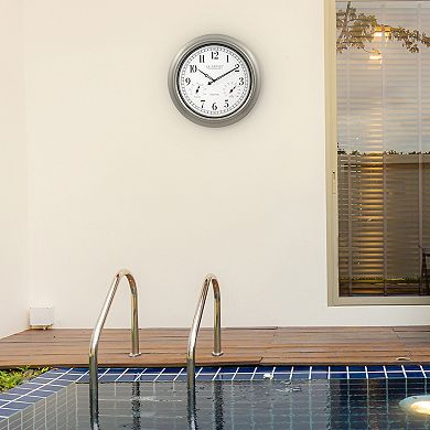 La Crosse Technology 404-00237-INT 18-Inch Indoor/Outdoor Classic Pewter Plastic Atomic Clock