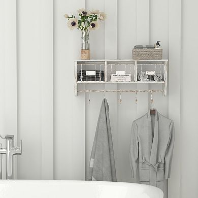 Flash Furniture Daly Wall Mounted 5-Hook Storage Rack With Upper Shelf
