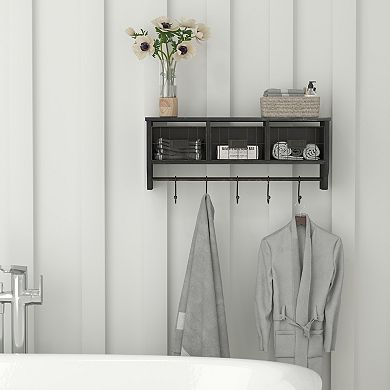 Flash Furniture Daly Wall Mounted 5-Hook Storage Rack With Upper Shelf