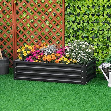 4' X 2' Raised Steel Garden Planter Bed For Vegetables, Herbs & Flowers, Grey
