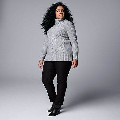 Plus Size Simply Vera Vera Wang Cable Knit Pullover Sweater
