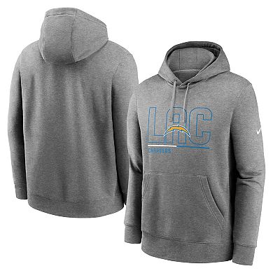 Men's Nike Heathered Gray Los Angeles Chargers City Code Club Fleece Pullover Hoodie