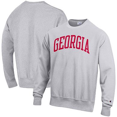 Men's Champion Heathered Gray Georgia Bulldogs Arch Reverse Weave Pullover Sweatshirt