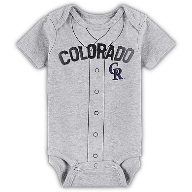 Newborn & Infant White/Heather Gray Colorado Rockies Little Slugger Two-Pack Bodysuit Set