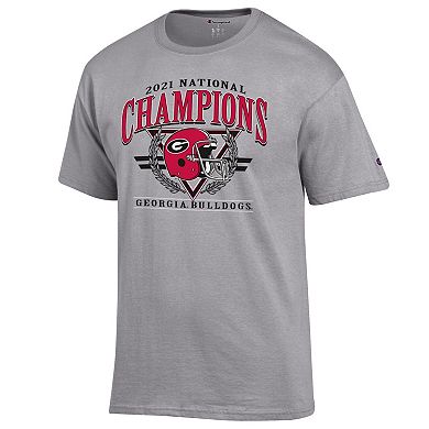 Men's Champion Gray Georgia Bulldogs College Football Playoff 2021 National Champions Helmet Wreath T-Shirt