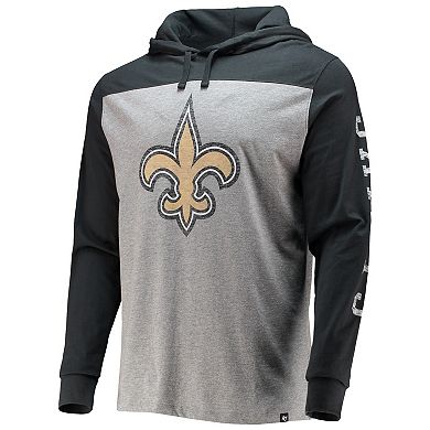 Men's '47 Heathered Gray/Black New Orleans Saints Franklin Wooster Long Sleeve Hoodie T-Shirt