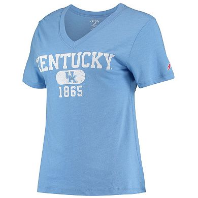 Women's League Collegiate Wear Heathered Light Blue Kentucky Wildcats Intramural Boyfriend Tri-Blend V-Neck T-Shirt