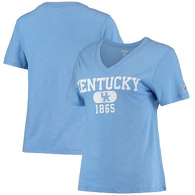 Women's League Collegiate Wear Heathered Light Blue Kentucky Wildcats Intramural Boyfriend Tri-Blend V-Neck T-Shirt