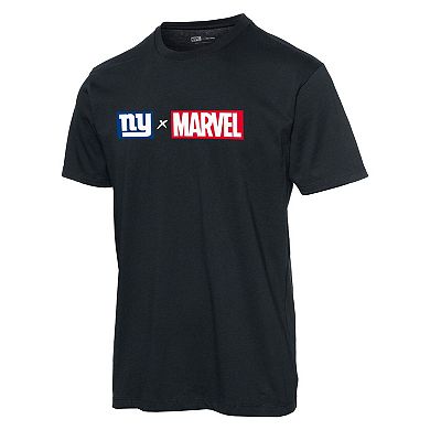 Men's Junk Food Black New York Giants Marvel Logo T-Shirt