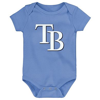 Infant Light Blue/White/Heather Gray Tampa Bay Rays Biggest Little Fan 3-Pack Bodysuit Set