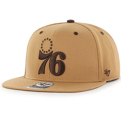 Men's '47  Tan Philadelphia 76ers Toffee Captain Snapback Hat