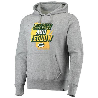 Men's '47 Heathered Gray Green Bay Packers Team Headline Pullover Hoodie