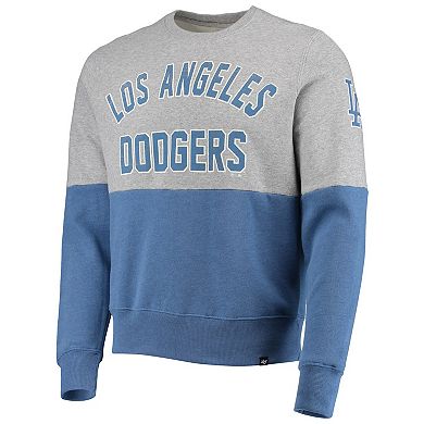 Men's '47 Heathered Gray/Heathered Royal Los Angeles Dodgers Two-Toned Team Pullover Sweatshirt