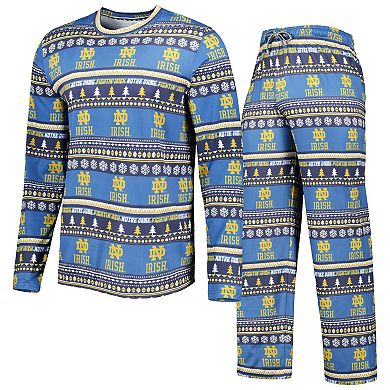 Men's Concepts Sport Navy Notre Dame Fighting Irish Ugly Sweater Knit Long Sleeve Top and Pant Set