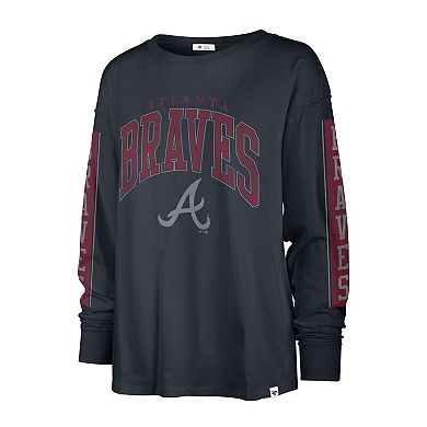 Women's '47 Navy Atlanta Braves Statement Long Sleeve T-Shirt
