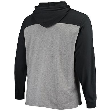 Men's '47 Heathered Gray/Black Las Vegas Raiders Franklin Wooster Long Sleeve Hoodie T-Shirt