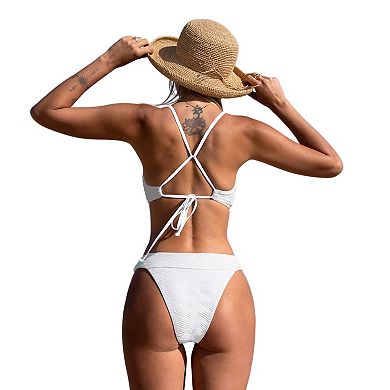 Women's CUPSHE Cross Tie Back Spaghetti Strap V-Neck Bikini Top