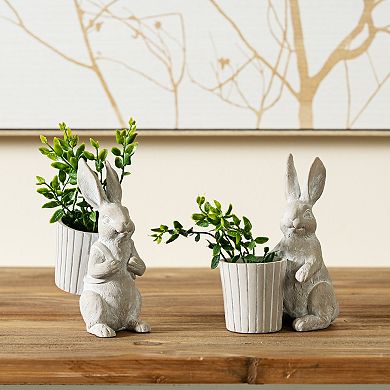 Melrose Standing Garden Rabbit with Pot Planter 2-Piece Set
