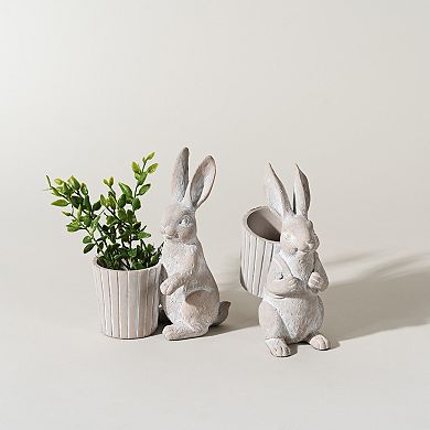 Melrose Standing Garden Rabbit with Pot Planter 2-Piece Set