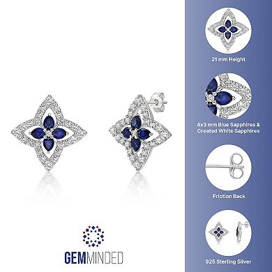 Gemminded Sterling Silver Lab-Created Blue Sapphire & Lab-Created White Sapphire Stud Earrings