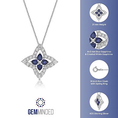 Gemminded Silver Lab-Created Blue Sapphire & Lab-Created White Sapphire Star Pendant