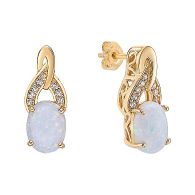 Gemminded 2 Micron 18K Gold Plated Sterling Silver Lab-Created Opal & Lab-Created White Sapphire Earrings